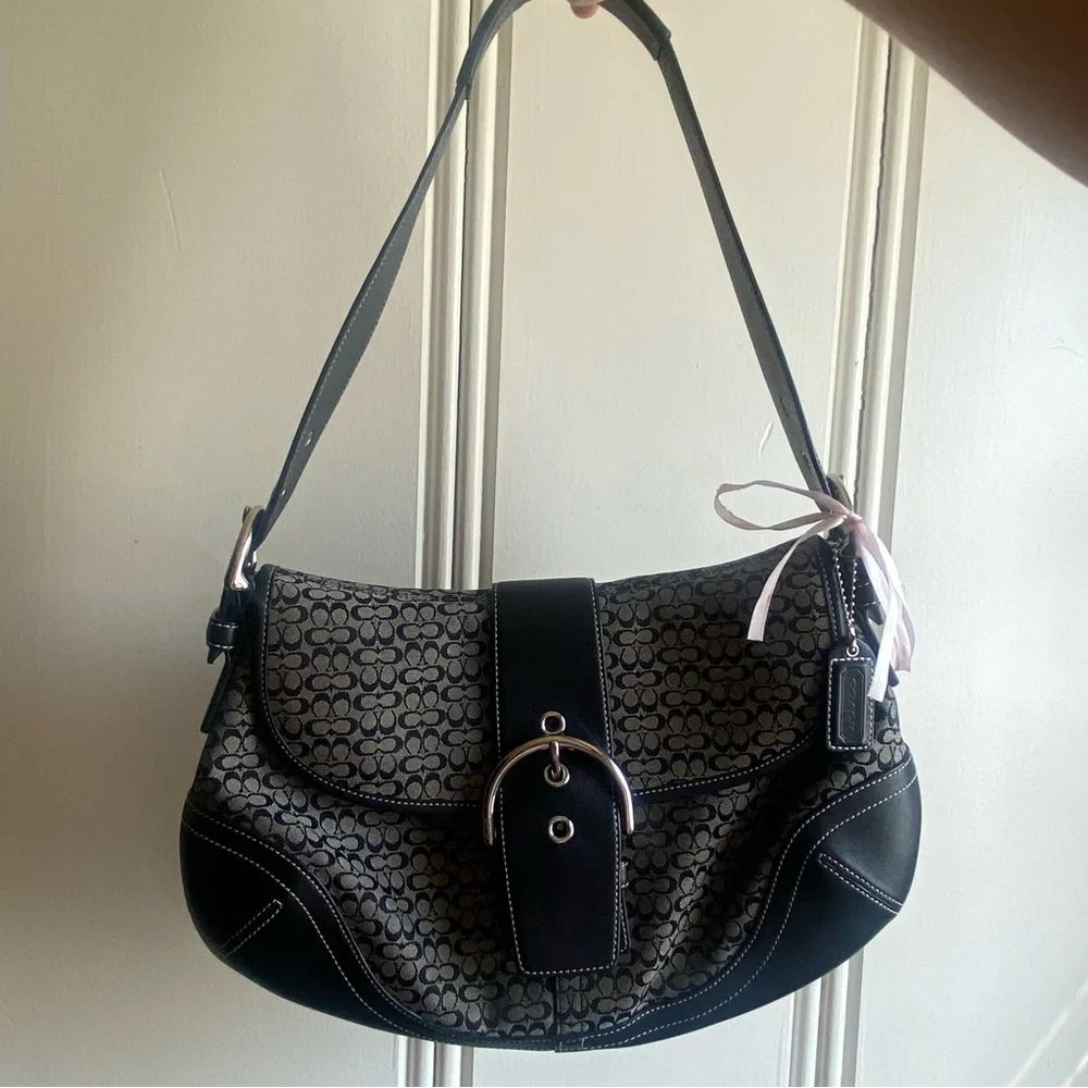 old coach バッグ セット Authentic COACH Satchel Shoulder Handbag Grey/Black #A0869-11863